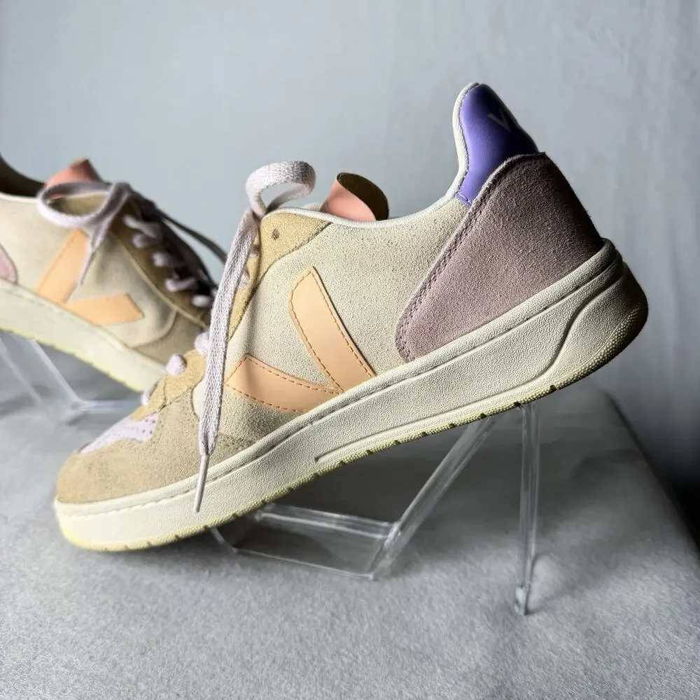 Veja V-10 Multico Peach Suede Sneakers Women's EUR 40 US size 8.5